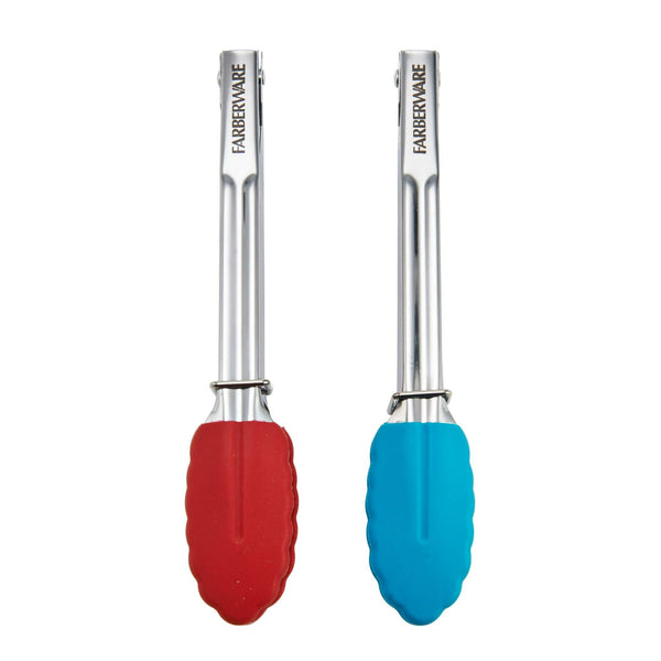 Farberware Stainless Steel Mini Locking Tongs with Silicone Tips, 2 Count, in Assorted Colors EasyOptionXY LLC