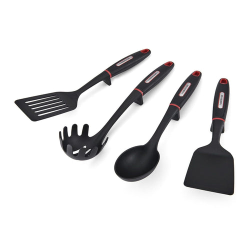 Farberware Soft Grips Set-4 Slotted Turner, Turner, Basting Spoon, and Pasta Server, Black EasyOptionXY LLC