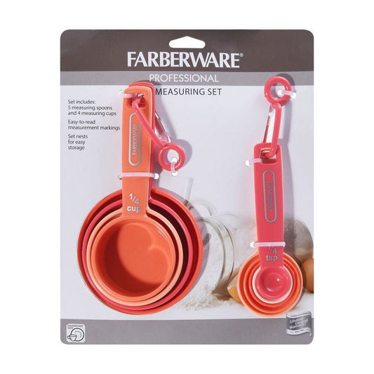 Farberware Measuring Cups and Spoons Set, 9 Piece - Coral Ombre EasyOptionXY LLC