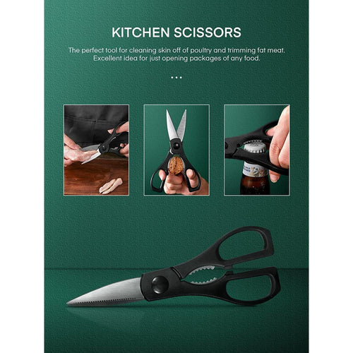 Knife Set, 16-Piece Stainless Steel Kitchen Knife Set with Wood Block, One Piece Design Knife Block Set, Black EasyOptionXY LLC