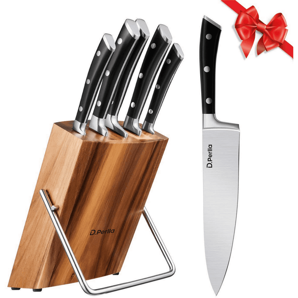 Kitchen Knife Set, 6 Pieces German Stainless Steel Small Kitchen Knives Set with Wooden Block, Cutlery Block Set EasyOptionXY LLC