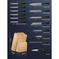 Knife Set, 15 Pieces Stainless Steel Kitchen Knives with Gray Nonstick Coat, Knife Block Set EasyOptionXY LLC