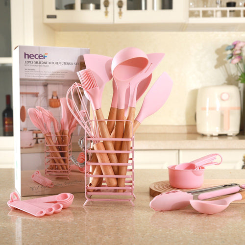 Hecef 32 PCS Silicone Cooking Utensils Set, 446¡ãF Heat Resistant BPA Free for Nonstick Cookware EasyOptionXY LLC