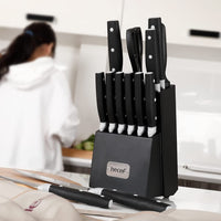 Hecef 14 Pcs Kitchen Knife Block Set, High Carbon Stainless Steel Cutlery Set with 6 Steak Knives EasyOptionXY LLC