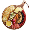Hecef 12in Round Charcuterie Board with Handle, Acacia Wood Cutting Board Cheese Serving Tray for Pizza Fruits Cheese Bread EasyOptionXY LLC