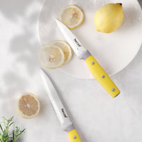 Hecef Knife Set, 5 Pieces Kitchen Knives with Universal Knife Block, Stainless Steel Blade with Triple-Rivets PP Handle EasyOptionXY LLC