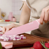 Hecef 6 Piece Kitchen Knife Set, Colorful Coated Stainless Steel Knives with Blade Guards EasyOptionXY LLC