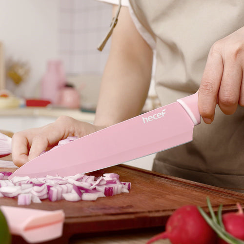 Hecef 6 Piece Kitchen Knife Set, Colorful Coated Stainless Steel Knives with Blade Guards EasyOptionXY LLC