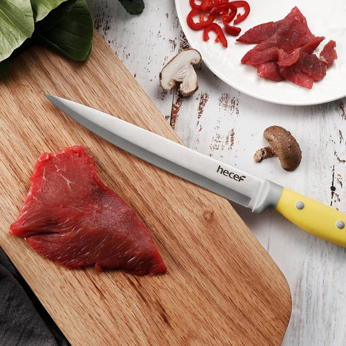 Hecef 14Pcs Kitchen Knife Set High Carbon Stainless Steel Cutlery Set with Wooden Block EasyOptionXY LLC