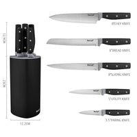 Hecef Kitchen Knife Set with Block, 6 Pieces High Carbon Stainless Steel Chef Bread Utility Paring Knife EasyOptionXY LLC