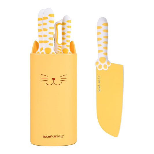 Hecef Cute Kitchen Knife Block Set, 5-piece Non-Stcik Ultra Sharp Knives Set with Detachable Block and Scissors EasyOptionXY LLC