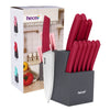 Hecef 12 Pcs Kitchen Knife Set with Wooden Block, Steak Knives, Stainless Steel Essential Chef Knife Set EasyOptionXY LLC