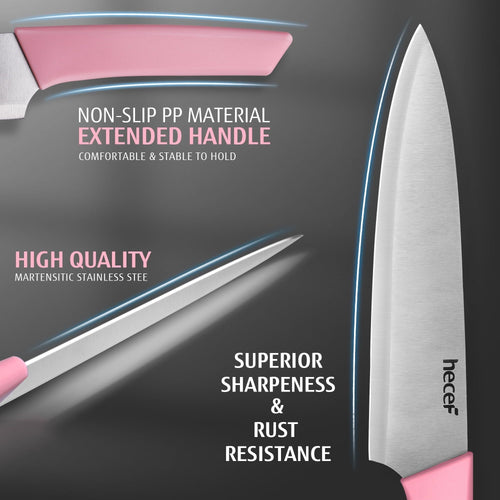 Hecef 12 Piece Kitchen Knife Block Set and Steak Knives, High Carbon Stainless Steel Slicing Gooking Knives EasyOptionXY LLC