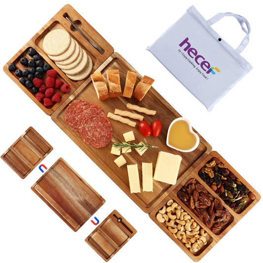 Hecef 25 inch Magnetic Charcuterie Board,3 Pcs Acacia Wood Cutting and Serving Boards with Carrying Bag EasyOptionXY LLC