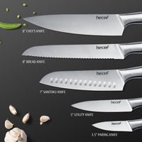 Hecef 5 PCS High Carbon Stainless Steel Kitchen Knife Set with Ergonomic Handle and Blade Covers EasyOptionXY LLC