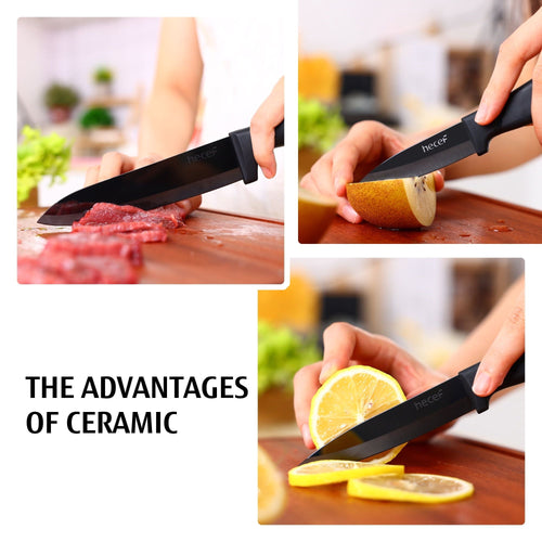 Hecef 3PCS Ceramic Chef Knife Set, Extra Sharp Chef Utility Paring Knives for Meat Fruits Vegetables EasyOptionXY LLC