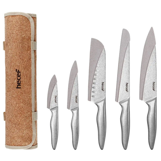 Hecef 11-Piece Kitchen Knife Set, Stonewashed Steel Ultra Sharp Japanese Knife with Roll Bag EasyOptionXY LLC