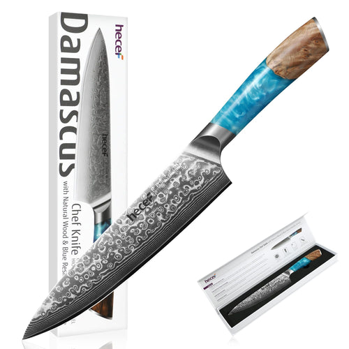 Hecef 8 inch Chef Knife, with 67-Layers Japanese Damascus Steel and Resin Handle EasyOptionXY LLC