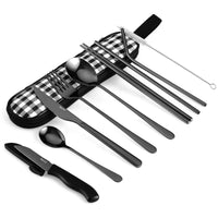 Hecef 11 PCS Portable Silverware Set, Stainless Steel Travel Camping Cutlery Flatware Set with Carrying Case EasyOptionXY LLC
