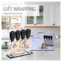 Hecef 5 PCS Cheese Knife Set with Acrylic Stand, Stainless Steel Cheese Slicer with PP Handle EasyOptionXY LLC