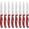 8pcs Steak Knives,McCook MC56 Serrated Steak Knife Set Red Full Tang Stainless Steel Table Knives Set EasyOptionXY LLC