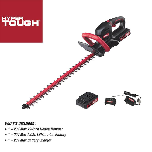 Hyper Tough 20V Max Cordless 22-inch Hedge Trimmer, 2.0Ah Battery and Charger Included, HT21-401-003-07 EasyOptionXY LLC