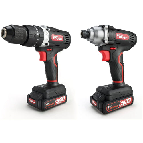 Hyper Tough 20V 1/4' Impact Driver & 1/2' 2-Speed Hammer Drill Bundle, (2) 1.5Ah Lithium-Ion Batteries & (2) Chargers EasyOptionXY LLC