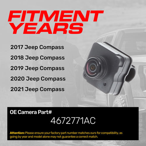 Jeep Compass (2017-2021) OEM Replacement Backup Camera OE Part # 4672771AC