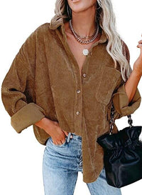 Corduroy Country Chic Shirt – Stylish Single-Breasted Cowgirl Shirt