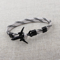 Modern Fashion Airplane Anchor Bracelets Men Charm Rope Chain Paracord Bracelet Women Male Air Force Style Wrap Metal Sport Hook Gift