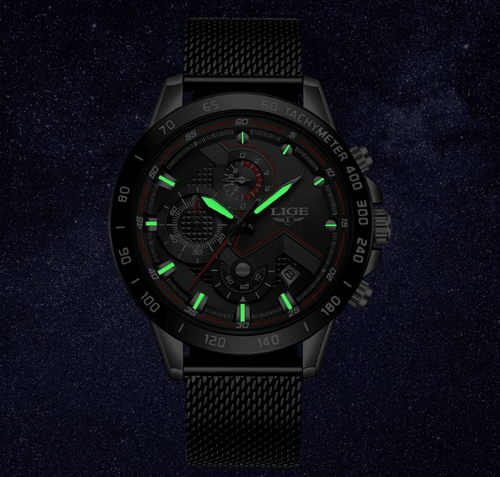 Men's Sports Waterproof Watch With  Stainless Steel Bracelet Unique Design Perfect Gift For Your Man