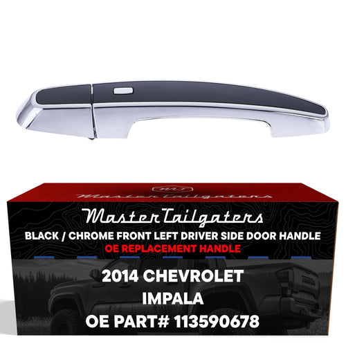 Exterior Door Handle Black/Chrome Replacement for Chevrolet Impala (2014) OE Part # 13590678 |  Front Left Driver Side
