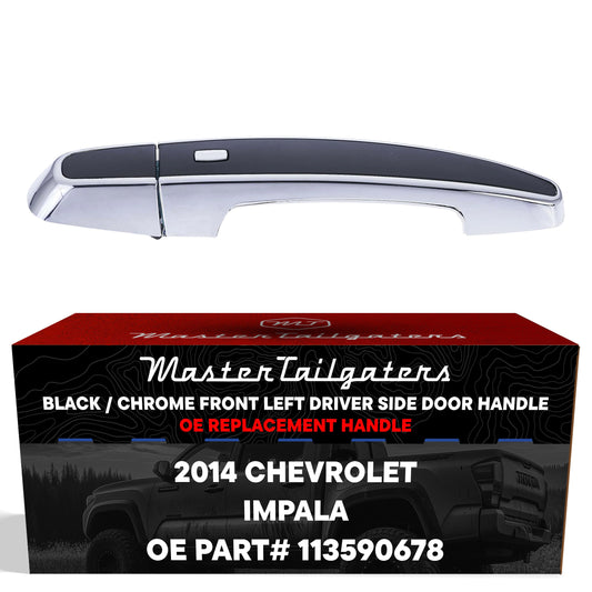 Exterior Door Handle Black/Chrome Replacement for Chevrolet Impala (2014) OE Part # 13590678 |  Front Left Driver Side