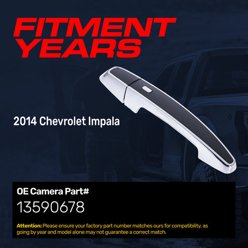 Exterior Door Handle Black/Chrome Replacement for Chevrolet Impala (2014) OE Part # 13590678 |  Front Left Driver Side