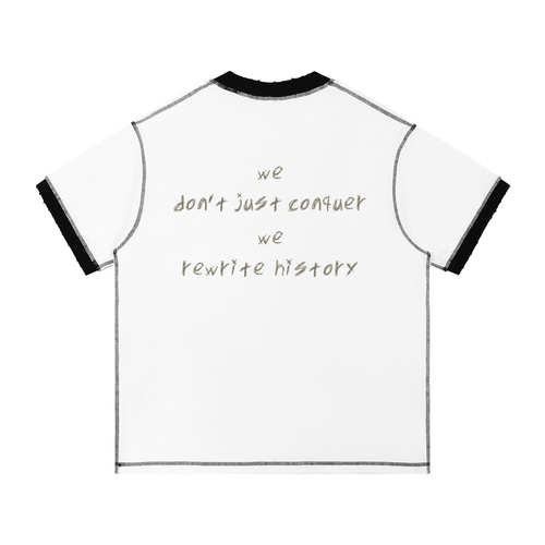 "Rewrite History" Contrast-Stitched Cotton T-Shirt