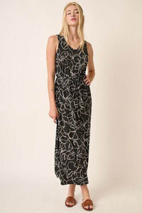 Mittoshop Side Slit Flower Print V-Neck Sleeveless Dress