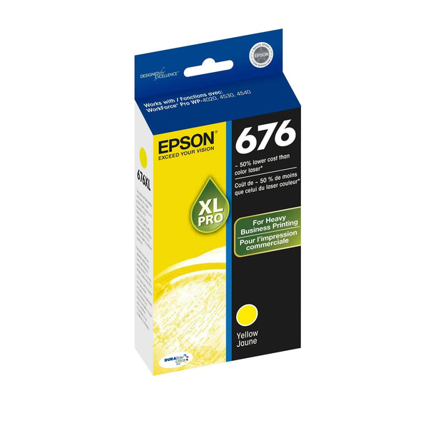 EPSON 676 DURABrite Ultra Ink High Capacity Yellow Cartridge (T676XL420-S) Works with WorkForce Pro WP-4010, WP-4020, WP-4023, WP-4090, WP-4520, WP-4530, WP-4533, WP-4540, WP-4590 EasyOptionXY LLC