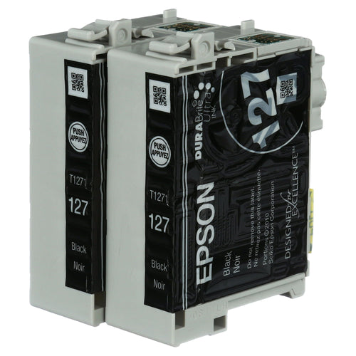 EPSON 127 DURABrite Ultra Ink Black Dual Cartridge Pack For NX-530, NX-625, WF-3520, WF-3530, WF-3540, WF-545, WF-60, WF-630, WF-633, WF-635, WF-645, WF-7010, WF-7510, WF-7520, WF-840, WF-845 EasyOptionXY LLC