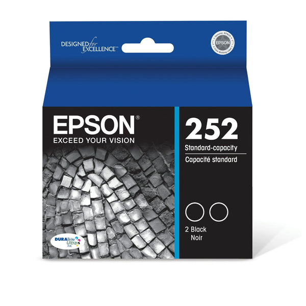 EPSON 252 DURABrite Ultra Ink Standard Capacity Black Dual Cartridge Pack (T252120-D2) Works with WorkForce WF-3620, WF-3640, WF-7110, WF-7610, WF-7620, WF-7710, WF-7720, WF-7210 EasyOptionXY LLC