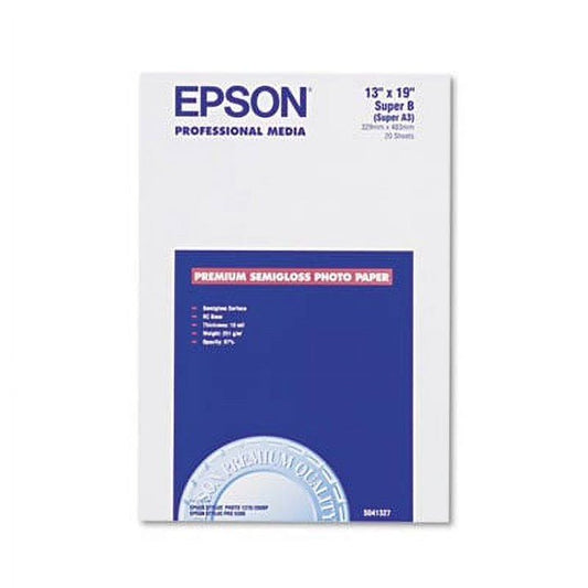 Epson S041327 Premium Photo Paper Super B - 13" x 19" - 1 Each - White, Blue EasyOptionXY LLC