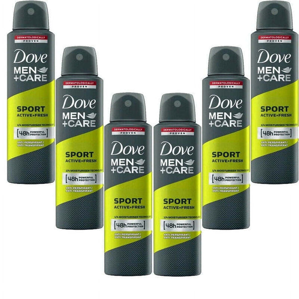 6 Pack Dove Men + Care Sport Active Fresh Antiperspirant Deo Spray, 150ml EasyOptionXY LLC