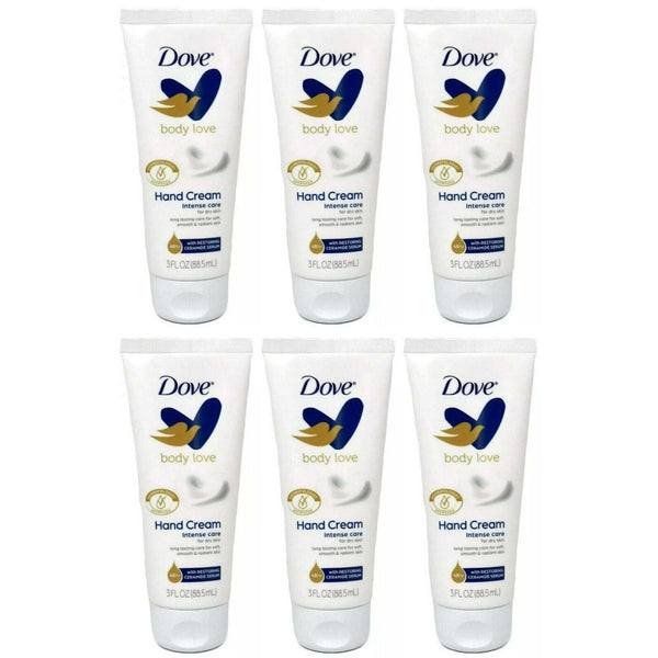 6 Pack Dove Body Love Intense Care Moisturizing Hand Cream 3 oz EasyOptionXY LLC