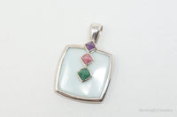 Designer Whitney Kelly Designs Multi Color Jade Sterling Silver Necklace Pendant
