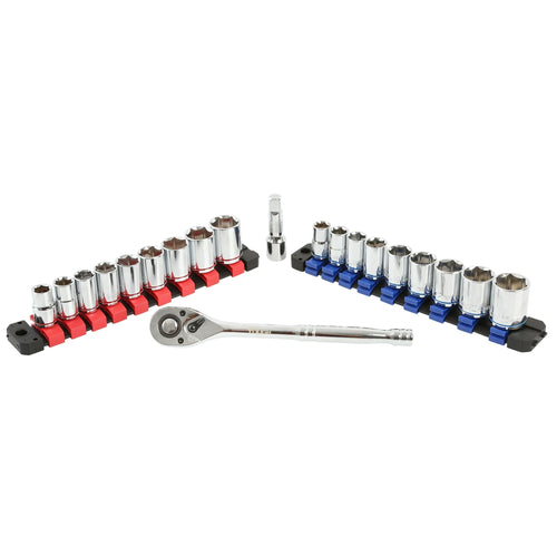 Hyper Tough 22-Piece 1/2-inch Drive Ratchet and Socket SAE and Metric Set EasyOptionXY LLC
