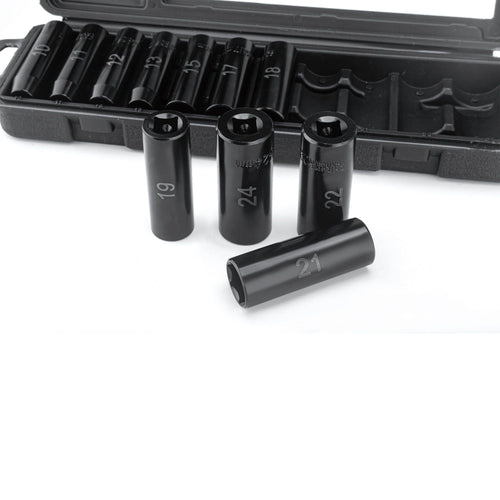 Hyper Tough 11-Piece 1/2" Drive Deep 6-Point Impact Metric Socket Set EasyOptionXY LLC