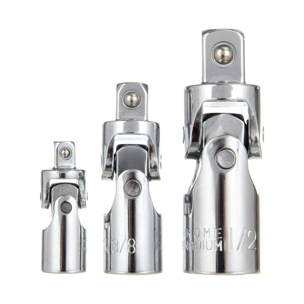Hyper Tough 3-Piece 1/4, 3/8, 1/2 inch Universal Joint Set for Sockets UC82051A EasyOptionXY LLC