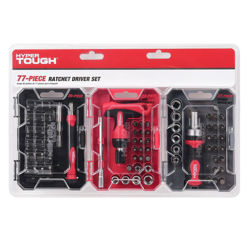 Hyper Tough Heavy-Duty 77-Piece Ratchet Driver Set Sizes 3/8 and 1/4 inch EasyOptionXY LLC