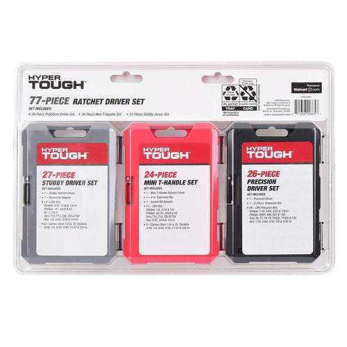 Hyper Tough Heavy-Duty 77-Piece Ratchet Driver Set Sizes 3/8 and 1/4 inch EasyOptionXY LLC