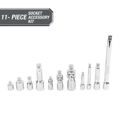 Hyper Tough Complete Socket Accessory Set for 1/4-inch, 3/8-inch, 1/2-inch Drives, 11-Piece EasyOptionXY LLC