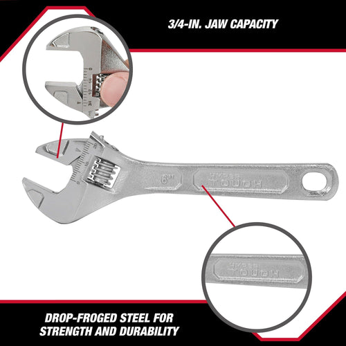 Hyper Tough 6-inch Adjustable Wrench, Steel Construction, Model 43179 EasyOptionXY LLC